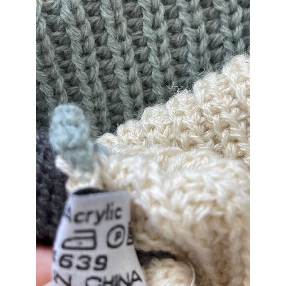 New Womens Infinity Scarf Blue Cream Button Detail Winter Knit Shawl Neck Wrap - Picture 4 of 7